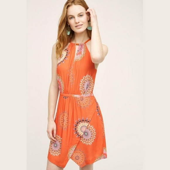 Anthropologie Dresses & Skirts - Anthropologie Floreat Orange Livia Halter Dress Size 0